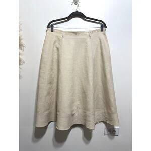 LAFAYETTE 148 New York 100% Linen Circular Midi Skirt Size 12 in Beige